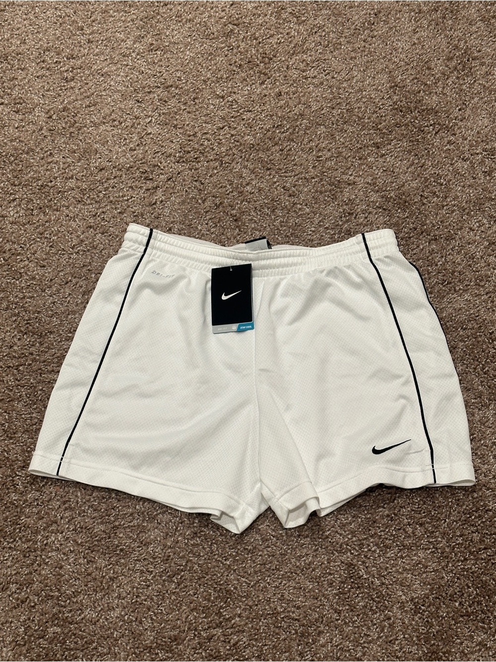 Nike White Mesh Shorts with Black Piping